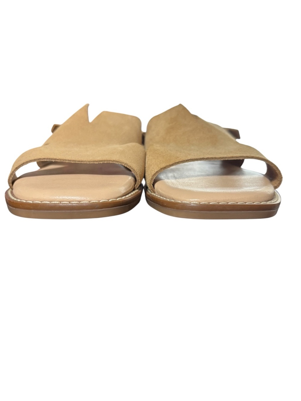 Avellini Italy Tan Suede Slingback Flat Sandals Leather Buckle Size 9.5 - Picture 3 of 12